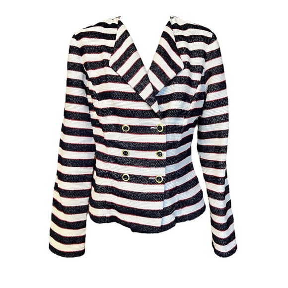 CAbi 10 Medium Cruise Collection Nautical Stripe Blazer Jacket Preppy - Picture 1 of 12